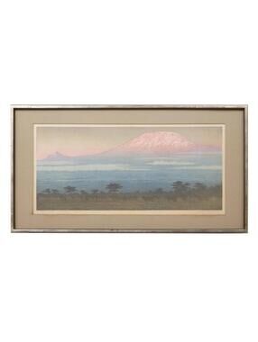 Toshi Yoshida Kilimanjaro, Morning Original Woodblock Print 90/600 Signed FRAMED